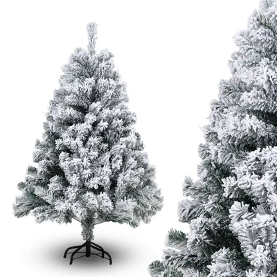 Image de TolleTour 120cm Arbre de Noël artificiel avec flocons de neige blancs Sapin pour décoration de Noël, (Ø env. 80 cm) avec 340 pointes et système de pliage à montage rapide