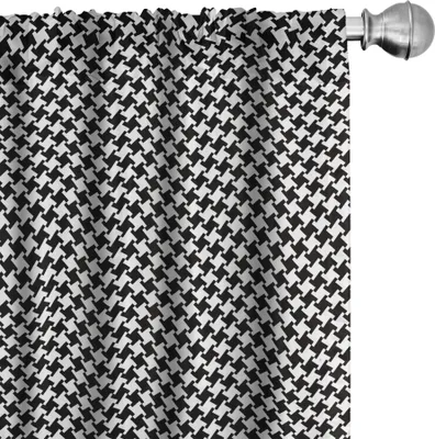 Zdjęcie produktu dla ABAKUHAUS Zasłony w pepitkę, monochromatyczny wzór z klasycznymi, prostymi ornamentami, powtarzalny nadruk, 2 sztuki 75 x 225 cm, kolor grafitowy i biały