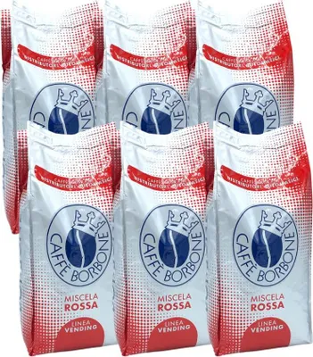Produktbild von Caffé Borbone Miscela Rosso 6x 1000g aus Italien | Borbone Kaffee | Ganze Bohnen | 100% Robusta