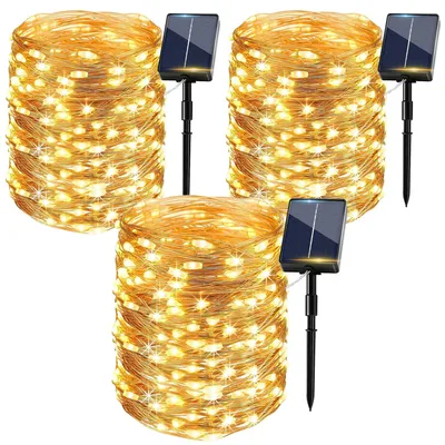 Lichterkette, 150 warmweiße LED, 17 m, Solar, IP65