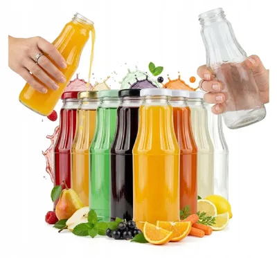 Productafbeelding van Bimberek glazen flessen, 300 ml, geschikt voor sappen en conserven, 10 stuks