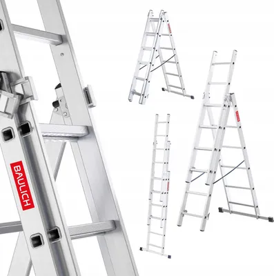 Image de Baulich | Échelle - Échelle en aluminium - 3x6 marches - Hauteur maximale 3,98 m - Pliable - Capacité de charge 150 kg