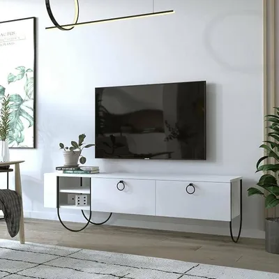 Produktbild von Silecomplaza TV-Möbel Malina 150x36x44 cm Weiß, 2 Schubladen, 2 Fächer