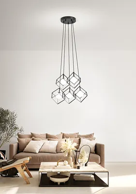 Produktbild von CUBE-Hängelampe aus Metall in mattschwarzem Perenz - 5 G9-Lampen