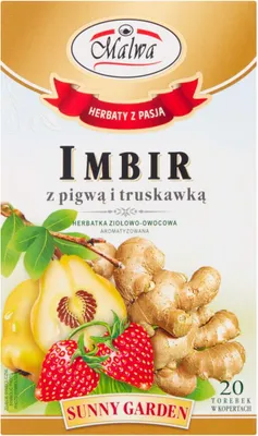 Productafbeelding van Malwa Sunny Garden Kruidenthee met fruit, gember, vlierbes en aardbei, 40 gram (20 x 2 gram)