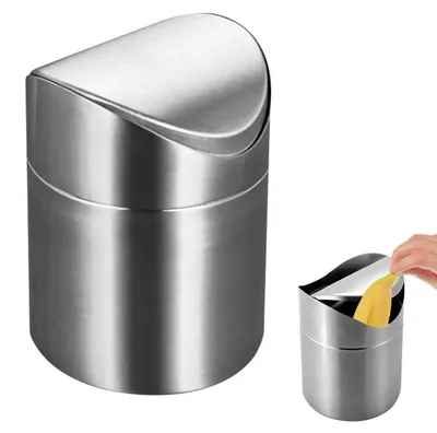 Immagine prodotto di Contenitore per rifiuti da ufficio con coperchio, capacità 2 litri, dimensioni 12x12x16 cm, ideale per piccoli ambienti