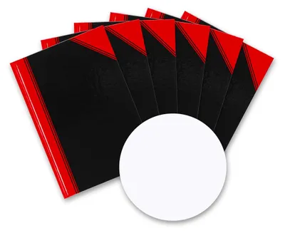 Produktbild von Bantex Notizbuch A6 blanko, Hardcover, 192 Seiten, schwarz, 6er-Pack