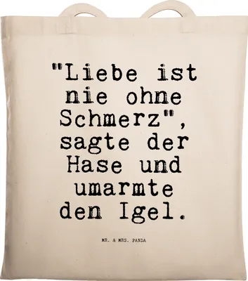 Produktbild von Mr. & Mrs. Panda Tote Bag "Liebe ist nie ohne... - Transparent - Geschenk, Jutebeutel, Spruch Sprüche Weisheiten Zitate Lustig Weisheit Worte, Einkaufstasche, Tasche, Uni