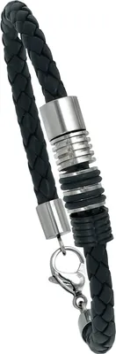 Produktbild von JOBO Armband Leder mit Edelstahl kombiniert PVD-Beschichtung Kautschuk Karabiner