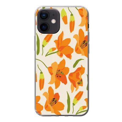 Produktbild von MuchoWow® Handyhülle Schutzhülle Hülle für iPhone 12 Blumen - Lilie - Muster Silikon Softcase Handy Hülle - Schutzhülle