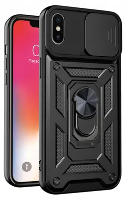 Produktbild von Techsuit Camshield Back Cover Hülle für Apple iPhone XS / iPhone X - Schwarz