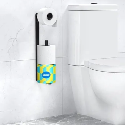 Obrázok produktu pre Držiak na toaletný papier z nehrdzavejúcej ocele, čierny, na 3 rolky, samolepiaci, do kúpeľne, oceľ 304