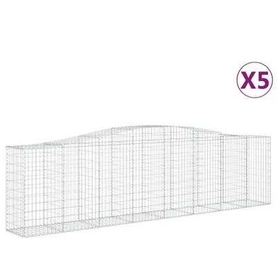 Productafbeelding van vidaXL Gabionen met boogvorm, 5 stuks, 400x50x100/120 cm, verzinkt staal