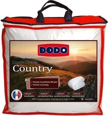 Image de Couette chaude DODO Country, 220 x 240 cm, 400gr/m², Blanc, Fabriqué en France