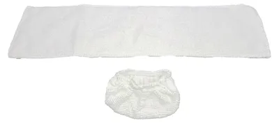 Two white cleaning cloths for a steam cleaner are shown against a white background.