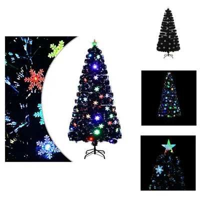 Produktbild von vidaXL Weihnachtsbaum mit LED-Schneeflocken Schwarz 150 cm Fiberoptik -  Weihnachtsbäume
