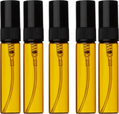 Produktbild von 5x Glasflasche braun 5 ml mit schwarzem Zerstäuber und Kappe Flaschen