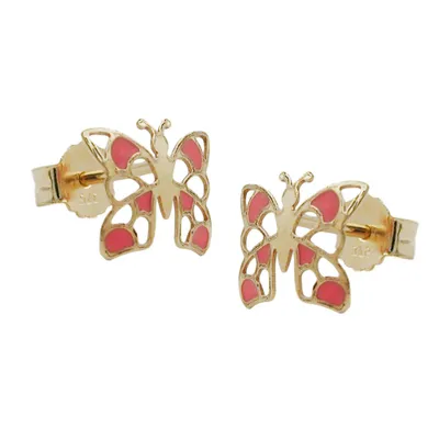 Produktbild von Ohrstecker Ohrring 7x8mm Schmetterling orange 9Kt GOLD gold 7x8,5mm