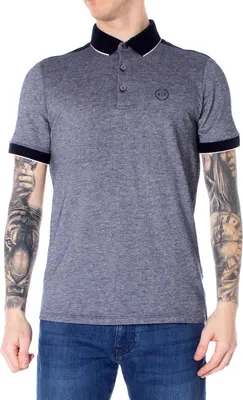 Image de Polo ARMANI EXCHANGE pour homme, en coton, bleu, GR46360 - Taille : XS