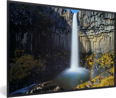 Produktbild von MuchoWow® Gerahmtes Poster Wasserfall - Island - Natur 30x20 cm - Poster mit Schwarzem Bilderrahmen Wandposter Rahmen Foto Bilder - Kunstdruck - Bild-Poster