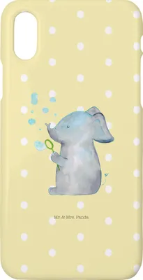 Produktbild von Mr. & Mrs. Panda Iphone 10 Handyhülle Elefant Seifenblasen - Gelb Pastell - Geschenk, Lustige Sprüche, Liebesspruch, Cover, Heimat, Handy, Elefanten, X, Liebe, Hülle