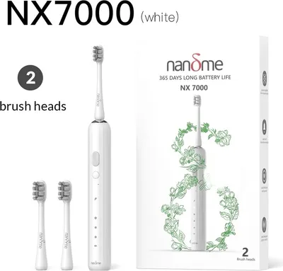Produktbild von Nandme Elektrická zubná kefka Ultrasonic NX7000 IPX7 Vodotesná inteligentná zubná kefka 365 dní životnosti, 15x režim čistenia (2 kefkové hlavice v balení), biela