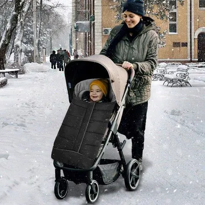 Produktbild von Unyqoos® Universal-Fußsack für Kinderwagen – wasserdicht & warm mit Reißverschluss, Thermo-Fleece, Anti-Rutsch-Gummiboden, reflektierend, 6–36 Monate