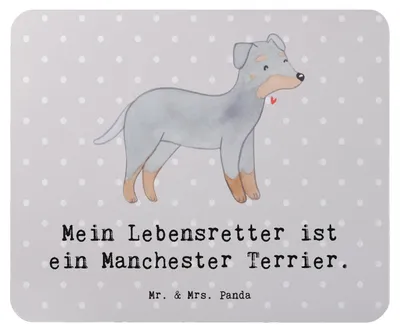 Produktbild von Mr. & Mrs. Panda Mousepad Manchester Terrier Lebensretter - Grau Pastell - Geschenk, mauspad pc, Mouse Pad, mausunterlage, laptop