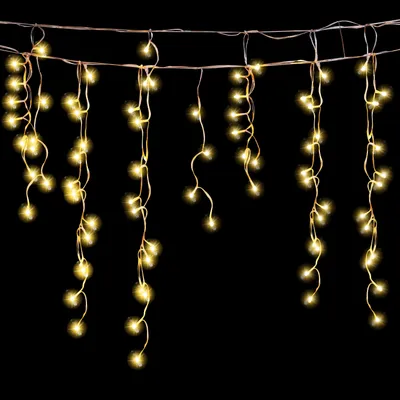 Zdjęcie produktu dla Jopassy 5M LED lodowy deszcz wróżki zewnętrzne wewnętrzne ciepłe białe kurtyny świetlne 200 LED sopelkowe lampki choinkowe 8 trybów dekoracja świąteczna przyjęcie ogród