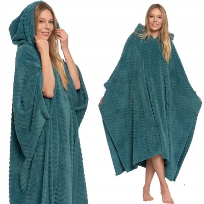 Produktbild von Moraj Dicke Kapuzenjacke, warme Decke, Damenpyjama für den Winter, Einheitsgröße, GRÜN