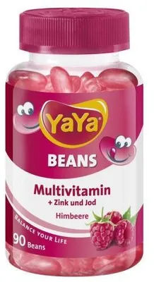 Produktbild von Yaya Beans Himbeere Zink und Jod Kaudragees 90 St