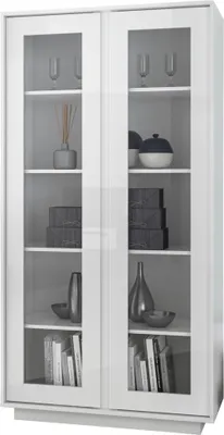 Image de Vitrine 2 portes, collection CREAM, coloris blanc laqué brillant
