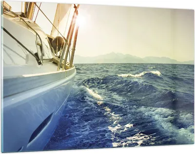 Produktbild von Bilder auf glas - Einteilig - Yacht Segelboot Sonne - 120x80cm - Glasbilder - Wandbilder - Bilder - zum Aufhängen bereit - Wanddekoration aus Glas - Glas Bilder - Wandbild auf Glas - GAA120x80-4138