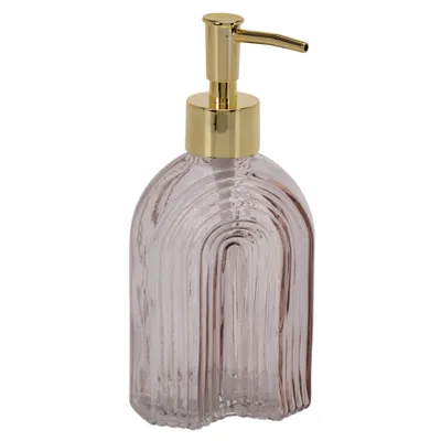 Produktbild von Seifenspender Retro beige gold Glas Pumpkopf Flüssigseifenspender