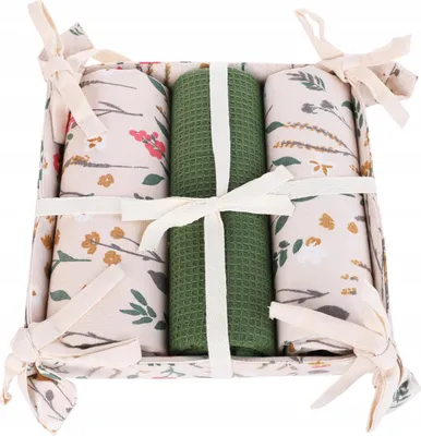 Produktbild von Küchenhandtuch-Set im Korb, 3-teilig, ALS GESCHENK MORAJ