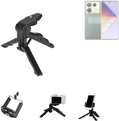 Produktbild von K-S-Trade Stativ Tisch-Ständer Dreibein Handy-Stativ Ständer kompatibel mit Infinix Note 40 Pro+ 5G Mini-Stativ Smartphone Tripod Handy-Stativ aus