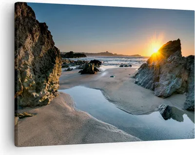 Produktbild von Bild auf Leinwand - Leinwandbild - Landschaft britisch Ufer Küste - 70x50cm - Wand Bild - Wanddeko - Leinwanddruck - Bilder - Kunstdruck - Wanddekoration - Leinwand bilder - Wandkunst - AA70x50-3174