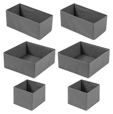 6er-Set Stoff-Schubladen-Organizer, faltbar, dunkelgrau