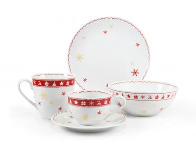 Obrázek produktu pro Vánoční porcelán, snídaňová souprava, český porcelán, Leander, 5 d.