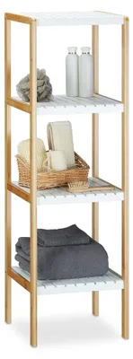 Produktbild von Badezimmerregal Bambus Badregal Standregal - 4 Fächer - 110 x 33 x 34 cm - Natur