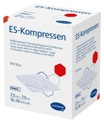 Obrázok produktu pre Hartmann ES kompresy, sterilné 7,5 x 7,5 cm | balenie (100 kusov)