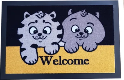 Produktbild von Fußmatte Katzen Welcome Bodenmatte Fußabtreter waschbar 40 x 60 cm