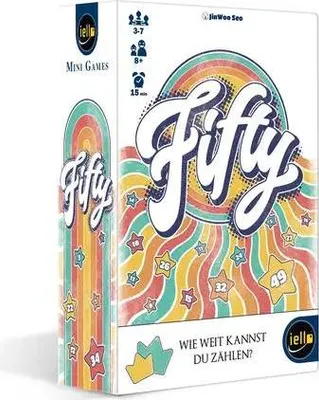 Produktbild von IELLO, Fifty - Gesellschaftsspiel, Spannendes Bingo-Spiel mit strategischem Twist und interaktivem Gameplay, Ideal für Familienabende, Für 3–7 Spieler ab 8 Jahren