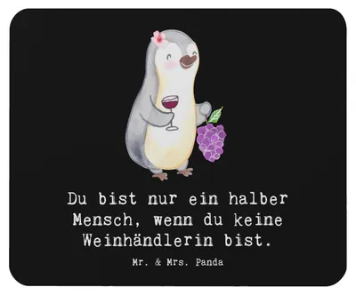 Produktbild von Mr. & Mrs. Panda Mousepad Weinhändlerin Herz - Schwarz - Geschenk, laptop mauspad, mousematte, pc, Mouse Pad
