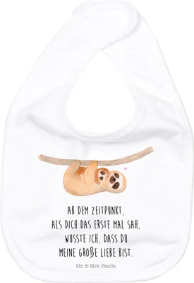 Produktbild von Mr. & Mrs. Panda Lätzchen Faultier Kind - Weiß - Geschenk, Schlabberlätzchen, Liebe, Baumwoll-Lätzchen, Sabber, Mutter, Baby, Für Babys, Mama, Schlabberlatz