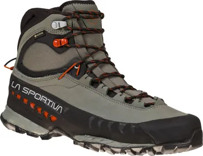 Wanderschuh "TX5 Gtx" von La Sportiva in Grau mit orangefarbenen Akzenten und robustem Profil.