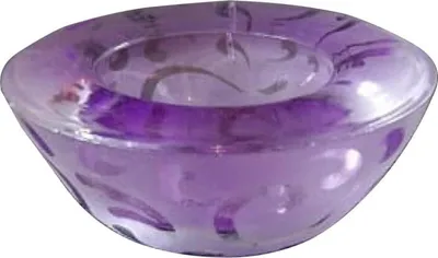 Image de Bougeoir bas en verre violet mesurant 3 x 7,5 cm