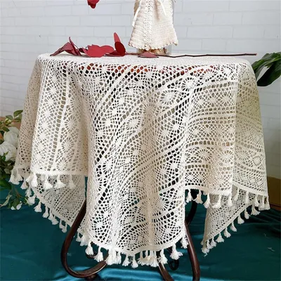 Produktbild von Häkeldeckchen Rechteckig Spitze Beige Baumwolle 140 x 180 cm