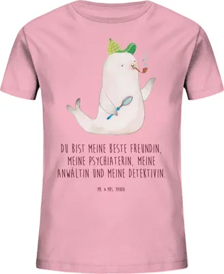 Produktbild von Mr. & Mrs. Panda Organic Kinder T-Shirt Robbe Sherlock 12-14 Jahre (152/164) - Baumwolle Pink - Geschenk, Baumwollshirt, Mädchen, Baumwoll, Kurzarm, Kindershirt, Kleinkinder