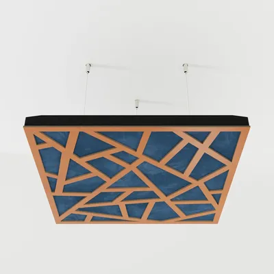 Productafbeelding van Set van 4 akoestische plafondpanelen SKYROSS, 50x50x5 cm, kersenhout/blauw